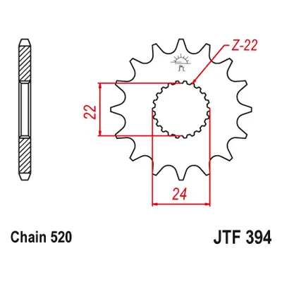 JT Sprockets ozubené kolo JTF394.16 (40616JT) (Přední ozubené kolo JT Sprockets JTF394.16)