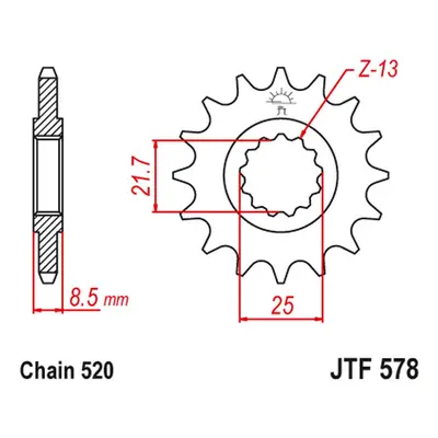 Ozubené kolo přední JT SPROCKETS JTF578.17 (58517JT, +1) (JT ozubené kolo přední 585 17 (58517JT