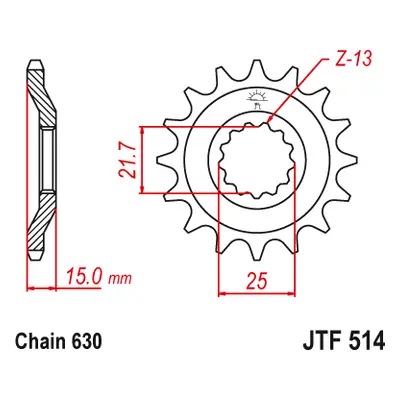 JT Sprockets ozubené kolo JTF514.15 (ZX750A1-A5, 52815JT) (Přední ozubené kolo JT Sprockets JTF5