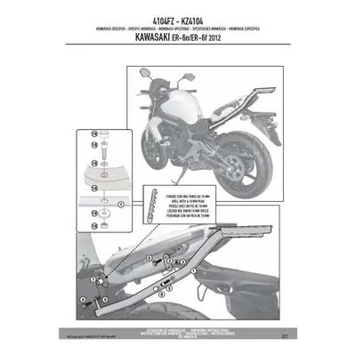 Zadní nosič kufru KAPPA KZ4104 (KAPPA zadní nosič kufru KAWASAKI ER-6N / ER-6F 650 (12-15) ( bez