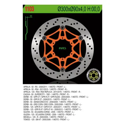 Brzdový kotouč NG Brakes NG1103 (NG brzdový kotouč přední APRILIA RS 50/125 11-14 (RS4), RS50 07