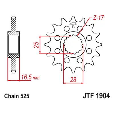 JT Sprockets ozubené kolo JTF1904.16 (214716JT) (Přední ozubené kolo JT Sprockets JTF1904.16)