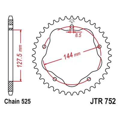 JT rozeta 4320 42 DUCATI 848/916/996/1000/1100 (vyžaduje adaptér JTA750B) (432042JT) (řetěz 525)