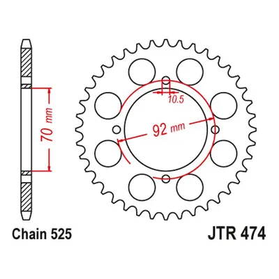 Rozeta JT SPROCKETS JTR474.48 (47448JT) (JT rozeta JTR474 48 (47448JT) (řetězĆ.525))