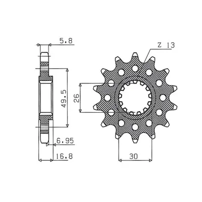 Ozubené kolo přední SUNSTAR SUN39316 (206816JT) (SUNSTAR ozubené kolo přední 2068 16 konverze na