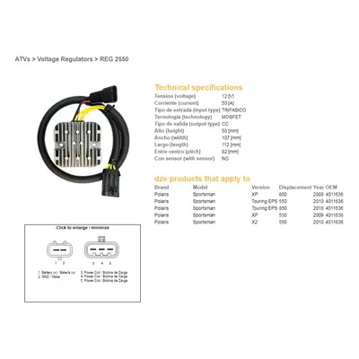 Regulátor napětí DZE ELEKTRYKA 02550-01 (DZE regulátor napětí POLARIS sportSMAN 550 09-10, 850 0