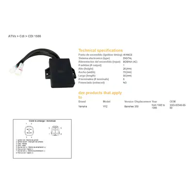 Jednotka zapalování DZE ELEKTRYKA 01566-01 (DZE jednotka zapalování CDI YAMAHA YFZ 350 BANSHEE 9