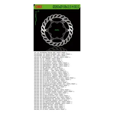 Brzdový kotouč NG Brakes NG1288X (NG brzdový kotouč přední GAS GAS 125/200/250/300/400/450/515 (