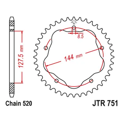 Rozeta JT SPROCKETS JTA751.40 (JT rozeta 4320M 40 hliníková (ergal) (STREETFIGHTER/EVO 848 08-15