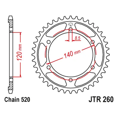 JT Sprockets rozeta JTR260.40 (ND11, 26040JT, +2) (Zadní ozubené kolo JT Sprockets JTR260.40)