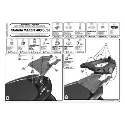 Zadní nosič kufru KAPPA K331M (KAPPA zadní nosič kufru YAMAHA MAjeY 400 (04-14) ( s plotnou MONO