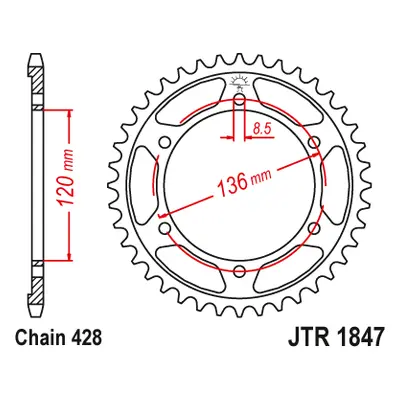 JT Sprockets rozeta JTR1847.57 (432457JT) (Zadní ozubené kolo JT Sprockets JTR1847.57)