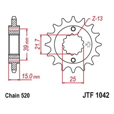 Ozubené kolo přední JT SPROCKETS JTF1042.15 (212815JT) (JT ozubené kolo přední 2128 15 (212815JT