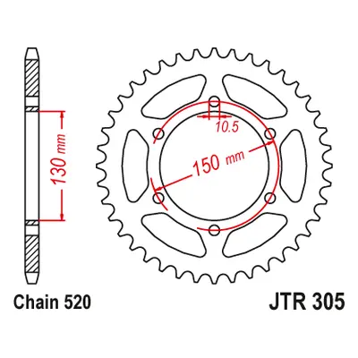 JT Sprockets rozeta JTR305.46 (JTR305.46, 23646JT) (Zadní ozubené kolo JT Sprockets JTR305.46)