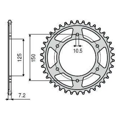 SUNSTAR ZĘBATKA TYLNA 4454 44 (JTR899.44) (ŁAŃC. 525) (445444JT) (SUN1-4553-44) (SUNSTAR ZĘBATKA