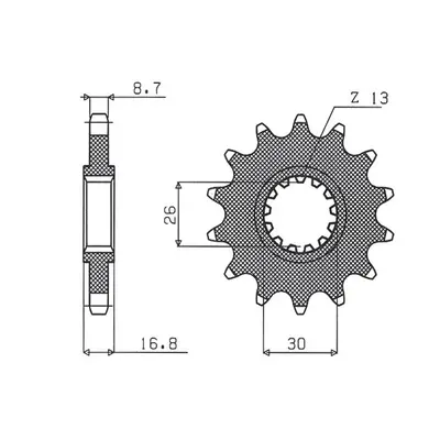 Ozubené kolo přední SUNSTAR SUN52216 (JTF333.16, 34716JT) (SUNSTAR ozubené kolo přední 347 16 (J