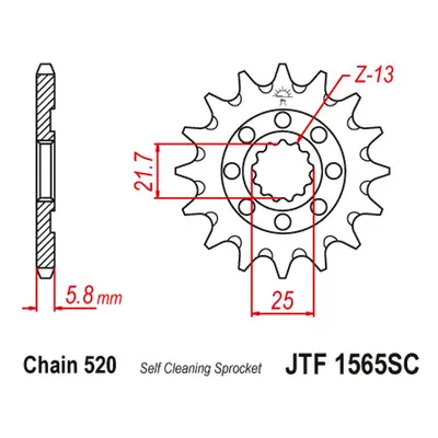 Ozubené kolo přední JT SPROCKETS JTF1565.14SC (214114JT) (JT ozubené kolo přední 2141 14 samočis