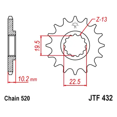 JT Sprockets ozubené kolo JTF432.13 (43513JTS) (Přední ozubené kolo JT Sprockets JTF432.13)