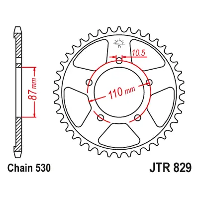 JT Sprockets rozeta JTR829.42 (GN76A, 82442JT) (Zadní ozubené kolo JT Sprockets JTR829.42)