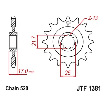 Ozubené kolo přední JT SPROCKETS JTF1381.16RB (204216JTRB) (JT ozubené kolo přední 2042 16 s gum