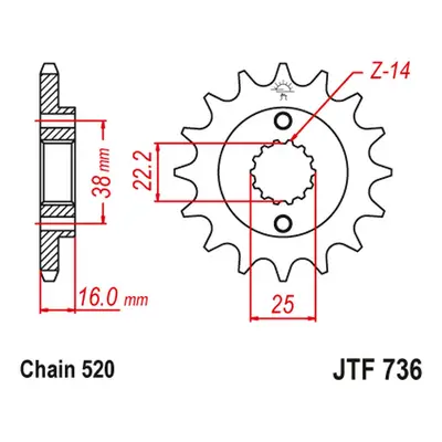 Řetězové kolo přední JT SPROCKETS JTF736.16 (49016JT) (JT řetězové kolo přední 490 16 (49016JT))