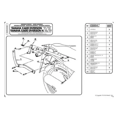 Zadní nosič kufru KAPPA K3250 (KAPPA zadní nosič kufru YAMAHA XJ 600 DIVERSION (91-03), DIVERSIO