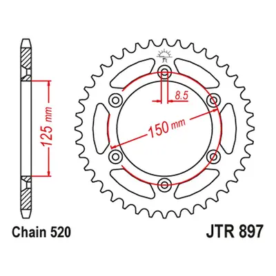 Rozeta JT SPROCKETS JTA897.49BLU (91-25, 89949JTA) (JT rozeta 899 49 hliníková RACElité (91-25) 