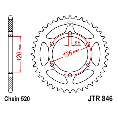 JT Sprockets rozeta JTR846.37 (85937JT) (Zadní ozubené kolo JT Sprockets JTR846.37)