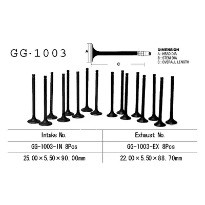 Sací ventil VESRAH GG-1003-IN (VESRAH sací ventil HONDA CB 750F 79-83, CB 750K 79-82 (doHC) (147