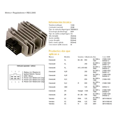 Regulátor napětí DZE ELEKTRYKA 02065-01 (DZE regulátor napětí KAWASAKI KDX 125 90-93; KLE 250; K