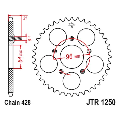 JT Sprockets rozeta JTR1250.56 (Zadní ozubené kolo JT Sprockets JTR1250.56)