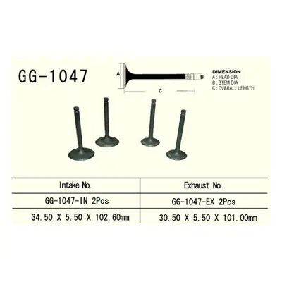 Sací ventil VESRAH GG-1047-IN (VESRAH sací ventil HONDA TRX 650/680 03-17 (2 na vozidlo) (34,5X5