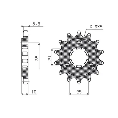 Ozubené kolo přední SUNSTAR SUN38415 (JTF438.15, 41215JT) (SUNSTAR ozubené kolo přední 412 15 (J