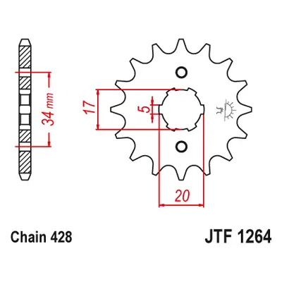 JT Sprockets ozubené kolo JTF1264.17 (+2, 203717JT) (Přední ozubené kolo JT Sprockets JTF1264.17