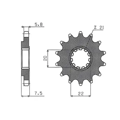 Ozubené kolo přední SUNSTAR SUN31214 (JTF1323.14, 212014JT) (SUNSTAR ozubené kolo přední 2120 14