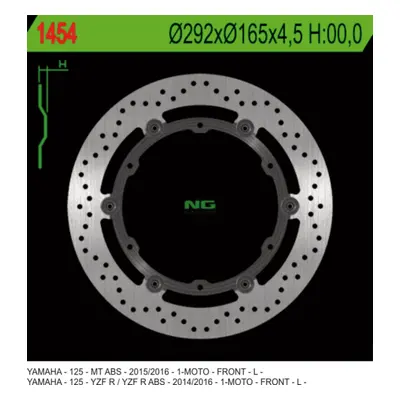 Brzdový kotouč NG Brakes NG1454 (NG brzdový kotouč přední YAMAHA YZF 125R ABS 14-20, MT 125 ABS 