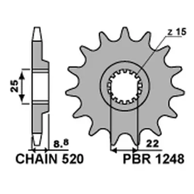 PBR ozubené kolo 1248 13 18NC (12481318NC) (Přední ozubené kolo PBR 12481318NC)