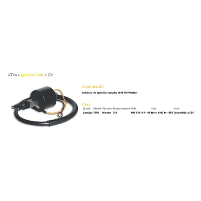 Indukční cívka DZE ELEKTRYKA 00291-01 (DZE indukční cívka YAMAHA YFM 350 WARRIOR (OEM-1UY-82310-