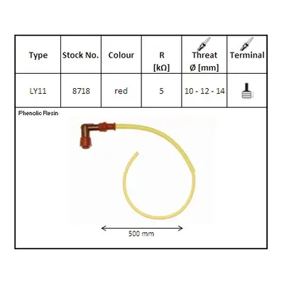 NGK fajfka na zapalovací svíčky ebonitová ohnutá (90) kabel 50 Cmm barva červená (NR 8718) (NGK 