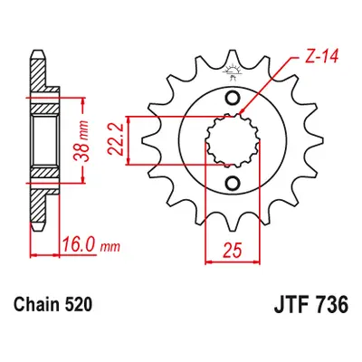 JT Sprockets ozubené kolo JTF736.15 (49015JT) (Přední ozubené kolo JT Sprockets JTF736.15)