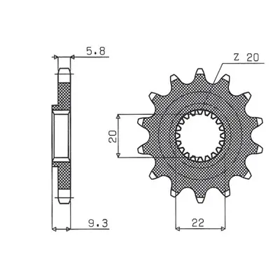 Ozubené kolo přední SUNSTAR SUN3B013 (JTF1446.13, 214613JT) (SUNSTAR ozubené kolo přední 2146 13