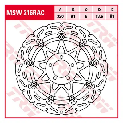 Brzdový kotouč TRW LUCAS přední MSW216RAC (TRW ZF přední brzdový kotouč KAWASAKI ZX-7R/RR 96-02,