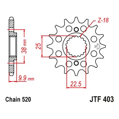 Řetězové kolo přední JT SPROCKETS JTF403.14 (220014JT) (JT řetězové kolo přední 2200 14 (220014J