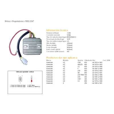 Regulátor napětí DZE ELEKTRYKA 02347-01 (DZE regulátor napětí KAWASAKI KZ 440LTD 79-93; KZ 750LT