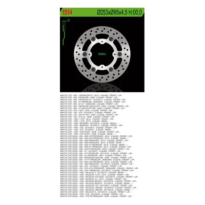Brzdový kotouč NG Brakes NG1514 (NG brzdový kotouč přední/zadní ARCTIC CAT 550/650/700/1000 plov