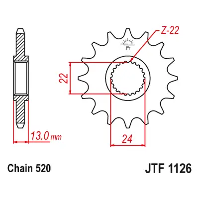 JT Sprockets ozubené kolo JTF1126.16 (40216JT) (Přední ozubené kolo JT Sprockets JTF1126.16)