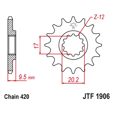 JT Sprockets ozubené kolo JTF1906.12 (700512JT) (Přední ozubené kolo JT Sprockets JTF1906.12)