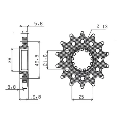 Ozubené kolo přední SUNSTAR SUN39714 (JTF1307.14, 2093M14JT) (SUNSTAR ozubené kolo přední 2093M 