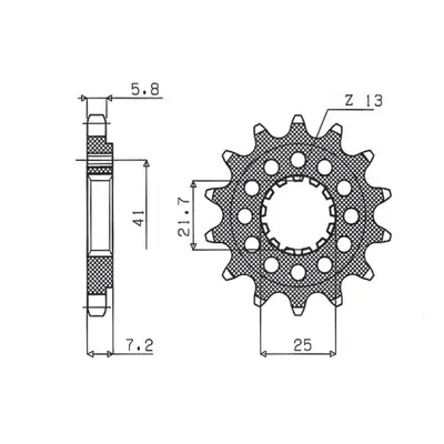 Ozubené kolo přední (konverze ) ( SUNSTAR SUN39616 (JTF1516.16) (SUNSTAR ozubené kolo přední (ko