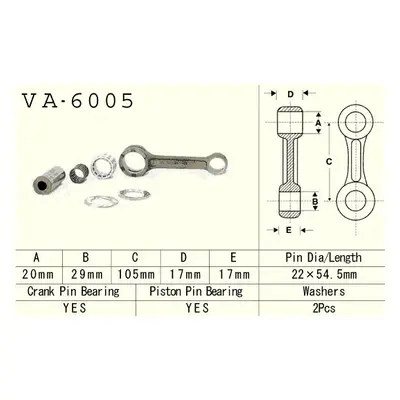 Ojniční sada VESRAH VA-6005 (VESRAH ojniční sada YAMAHA YZ 125 (YZ125) 86-96 (VA6005) vyrobeno v